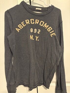 Abercrombie & Fitch Charcoal Gray Logo Patch Sweatshirt